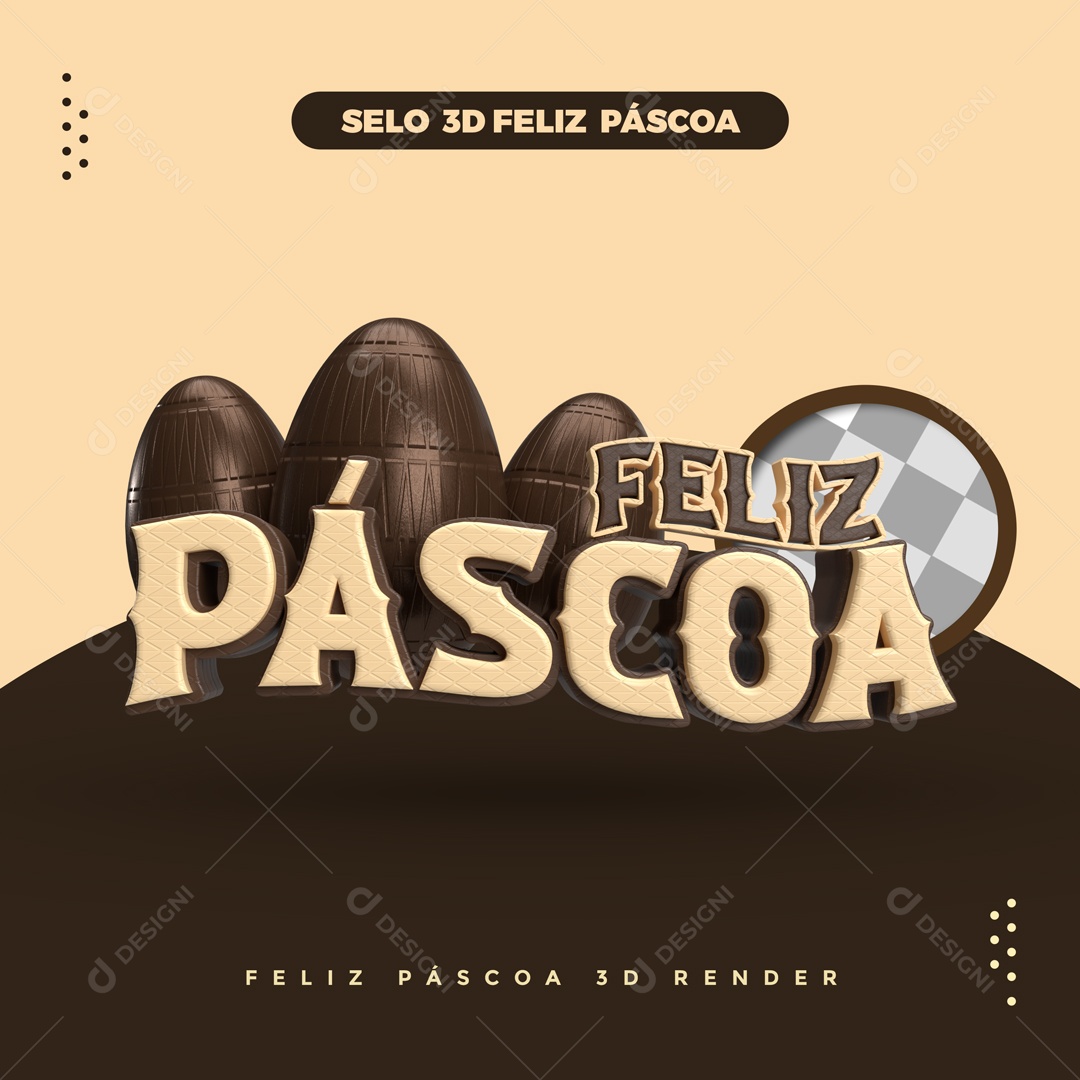 Selo 3D Para Composição Feliz Páscoa PSD
