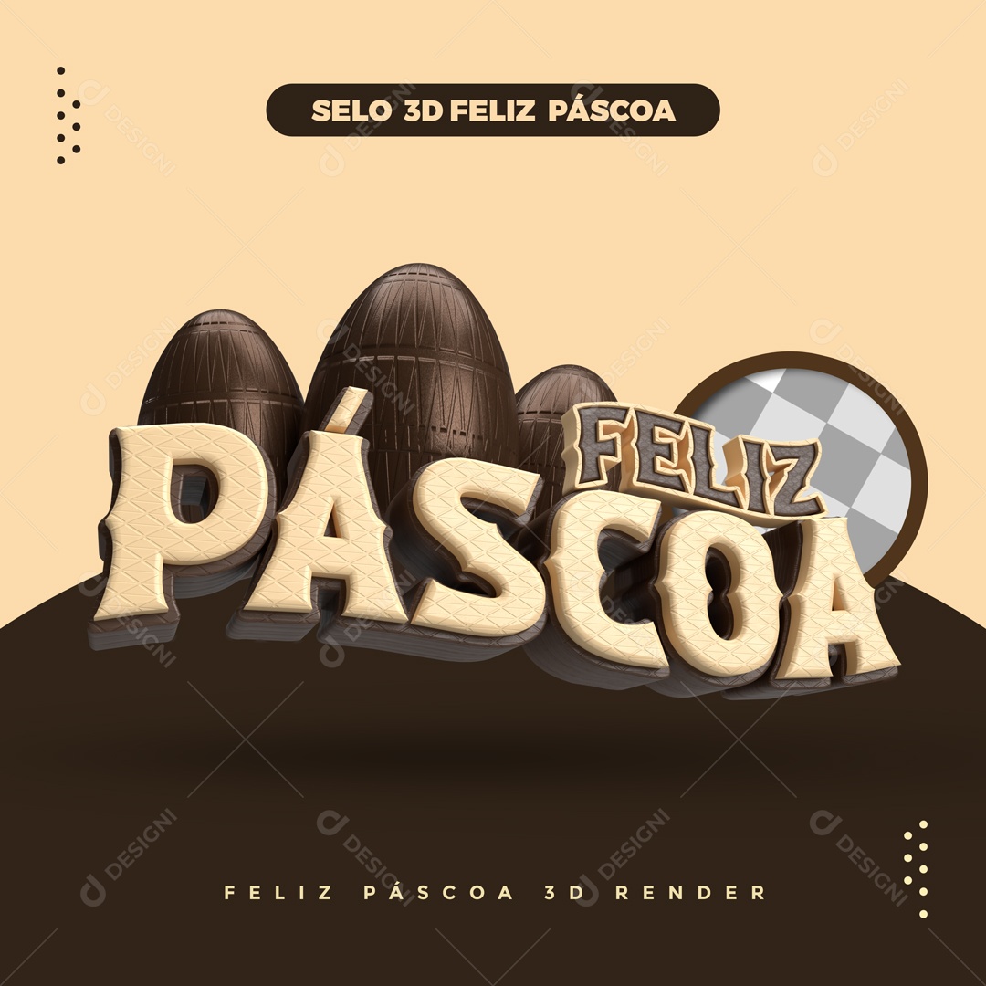 Selo 3D Para Composição Feliz Páscoa PSD