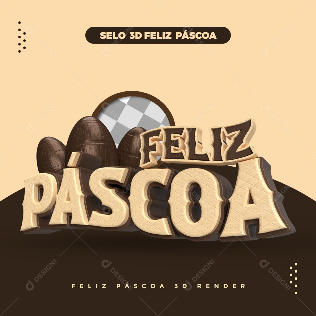 3D Stamp For Happy Easter Composition PSD