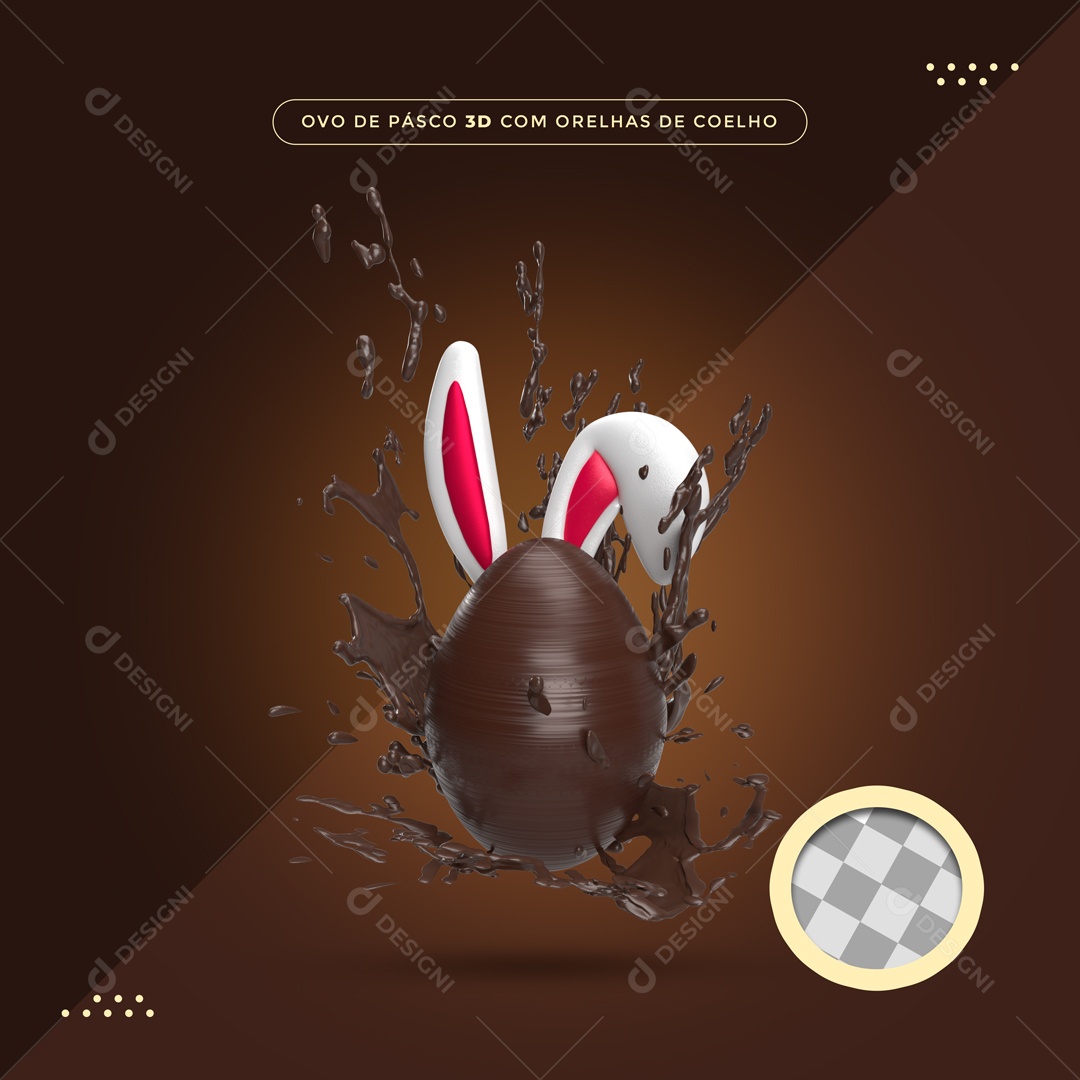 Elemento 3D Para Composição Ovo de Páscoa PSD
