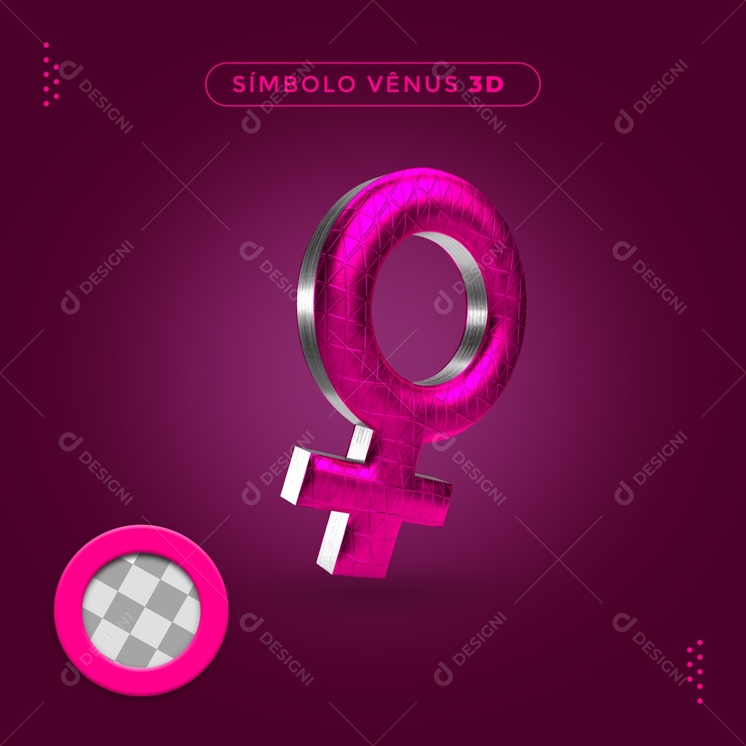 Elemento 3D Para Composição Símbolo Feminino Dia Internacional da Mulher PSD