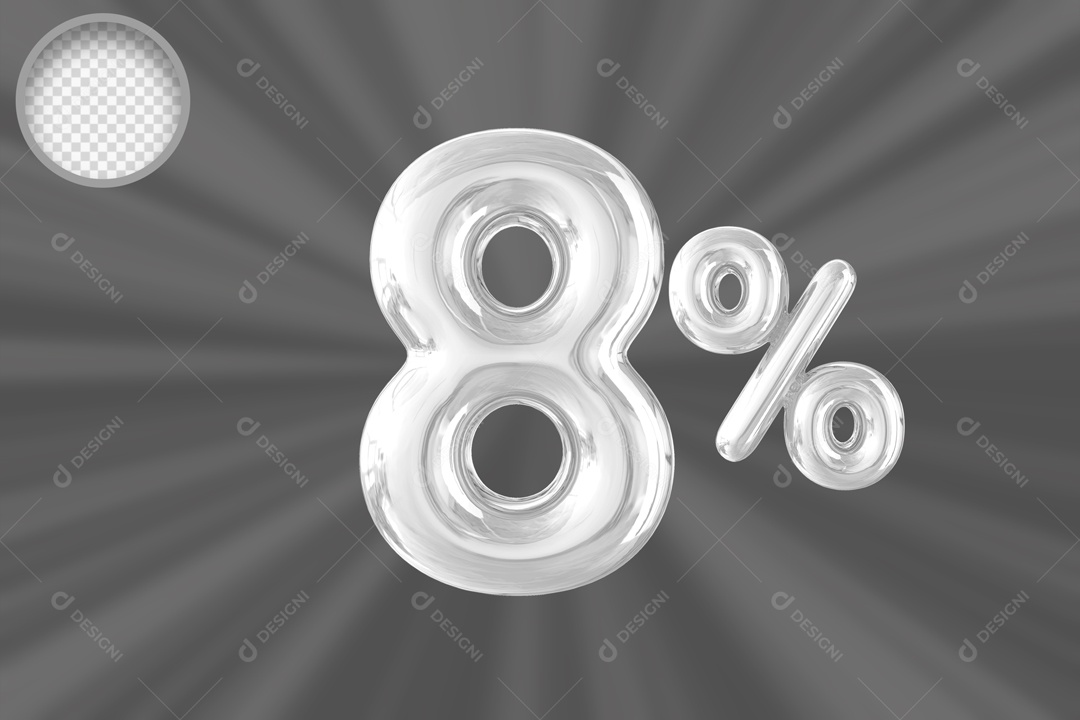 Numero Balão de 8% Elemento 3D PSD