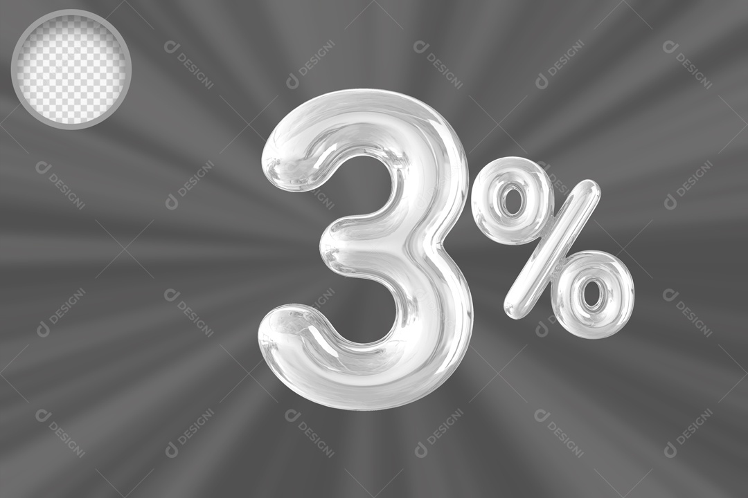Numero Balão de 3% Elemento 3D PSD