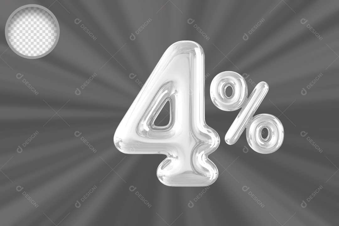 Numero Balão de 4% Elemento 3D PSD