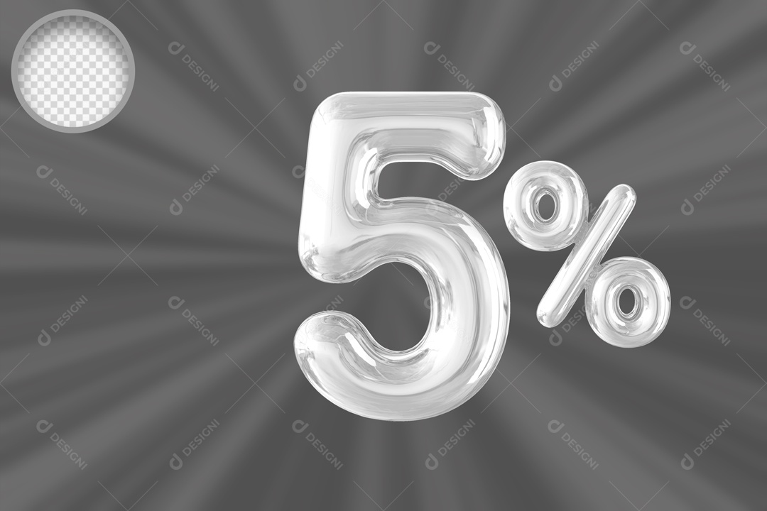 Numero Balão de 5% Elemento 3D PSD