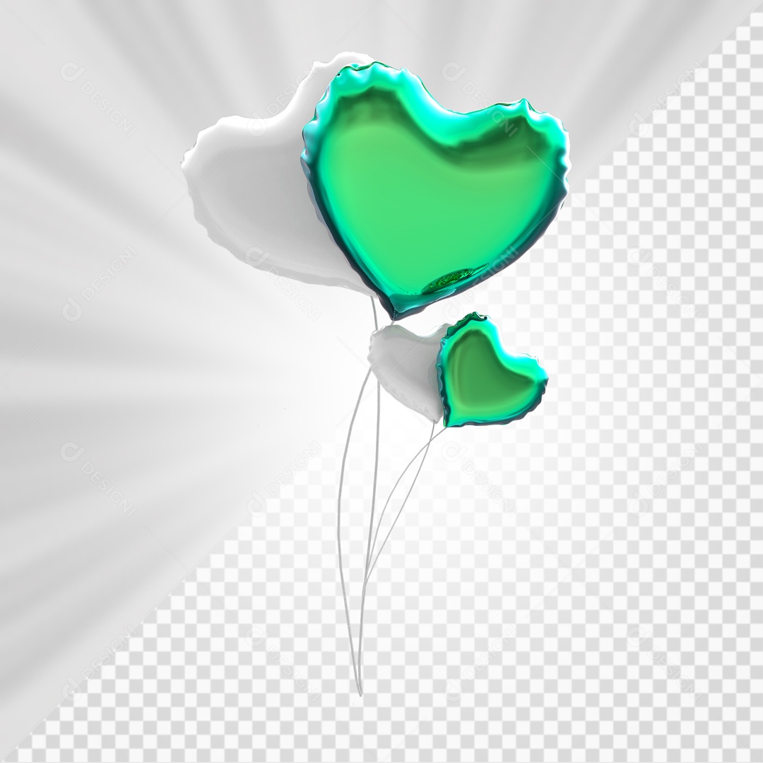 Balão De Coração Elemento 3D PSD