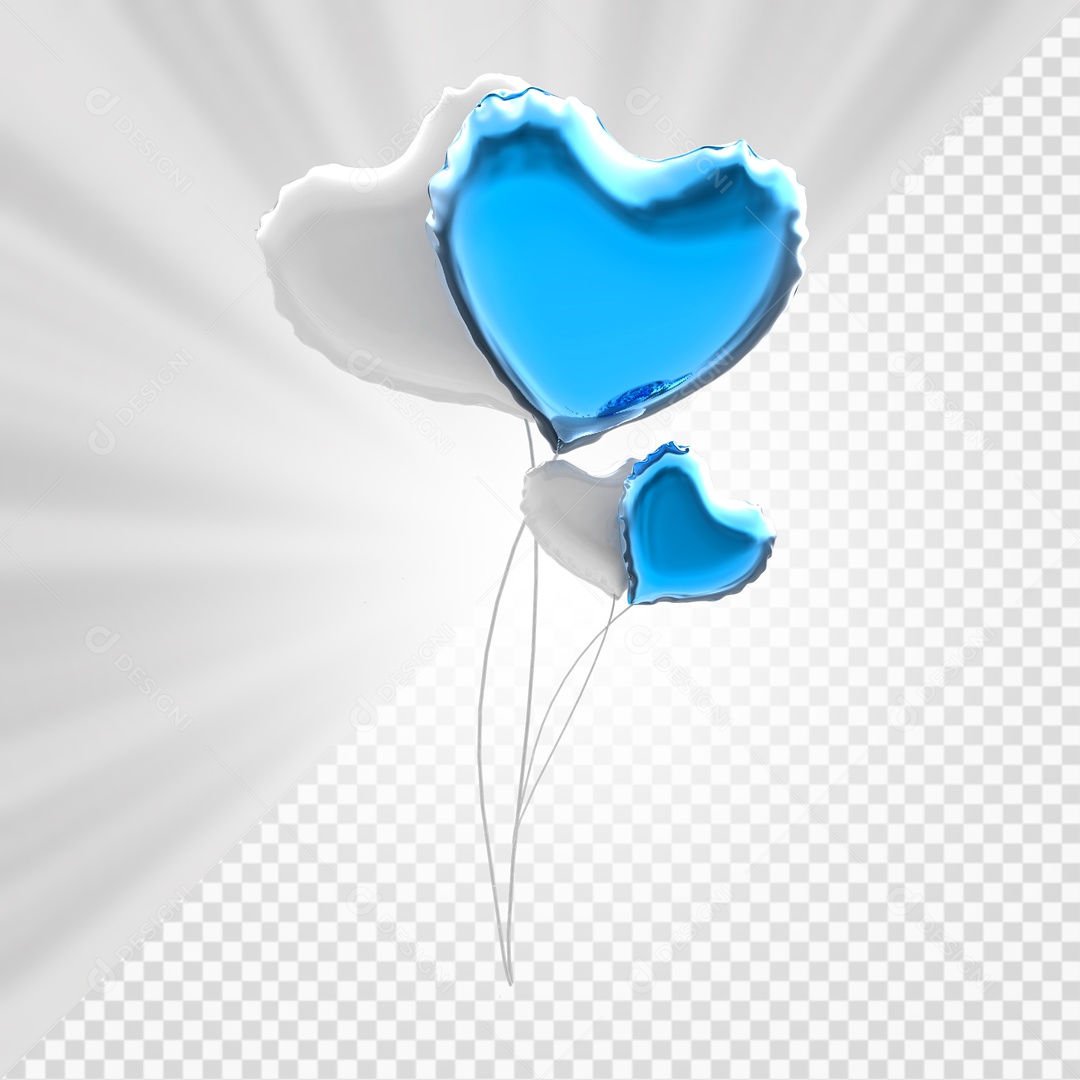Balão De Coração Elemento 3D PSD
