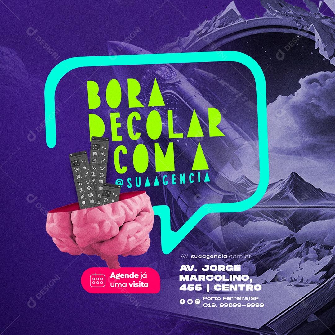 Bora Decolar Com a Sua Agência Marketing Digital Social Media PSD Editável