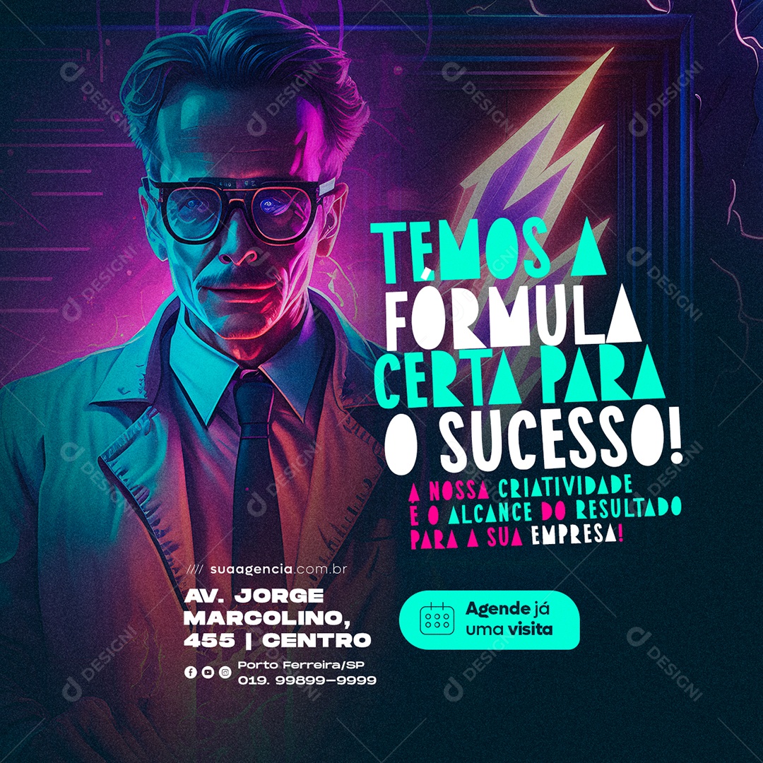 Temos A Fórmula Certa Para O Sucesso Marketing Digital Social Media PSD Editável