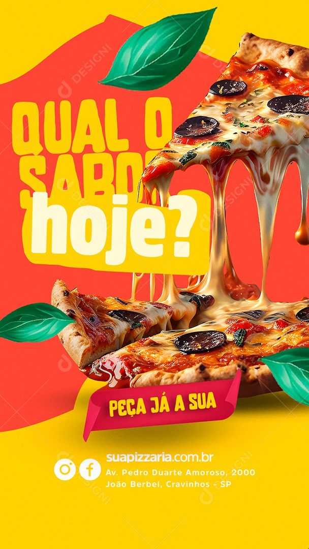 Story Qual o Sabor Hoje Pizzaria Social Media PSD Editável
