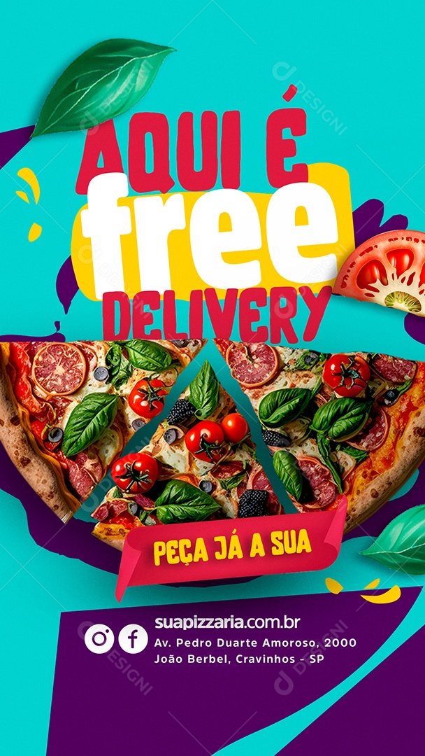 Story Aqui é Free Delivery Peça Já a Sua Pizzaria Social Media PSD Editável