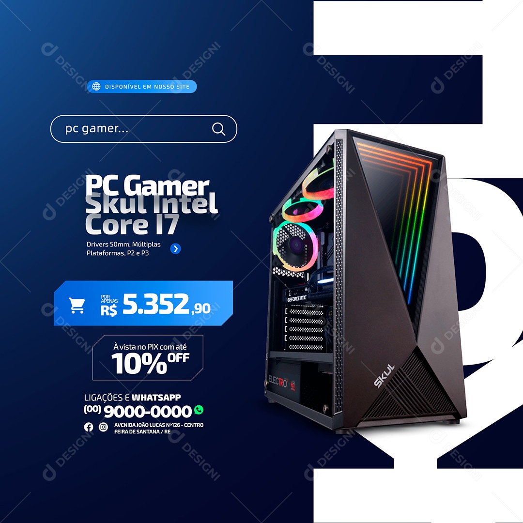 PC Gamer Por Apenas R$ 5.352,90 Loja de Informática Social Media PSD Editável