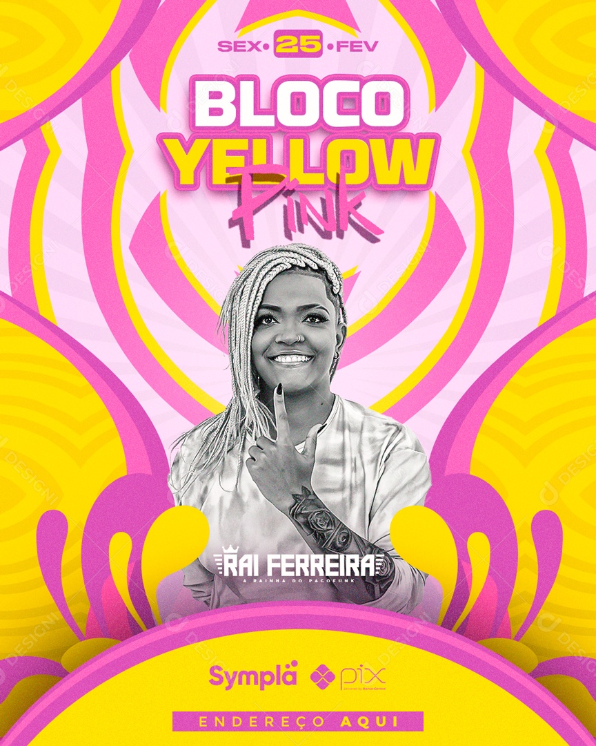 Rai Ferreira Social Media PSD Editable Yellow Pink Block Flyer