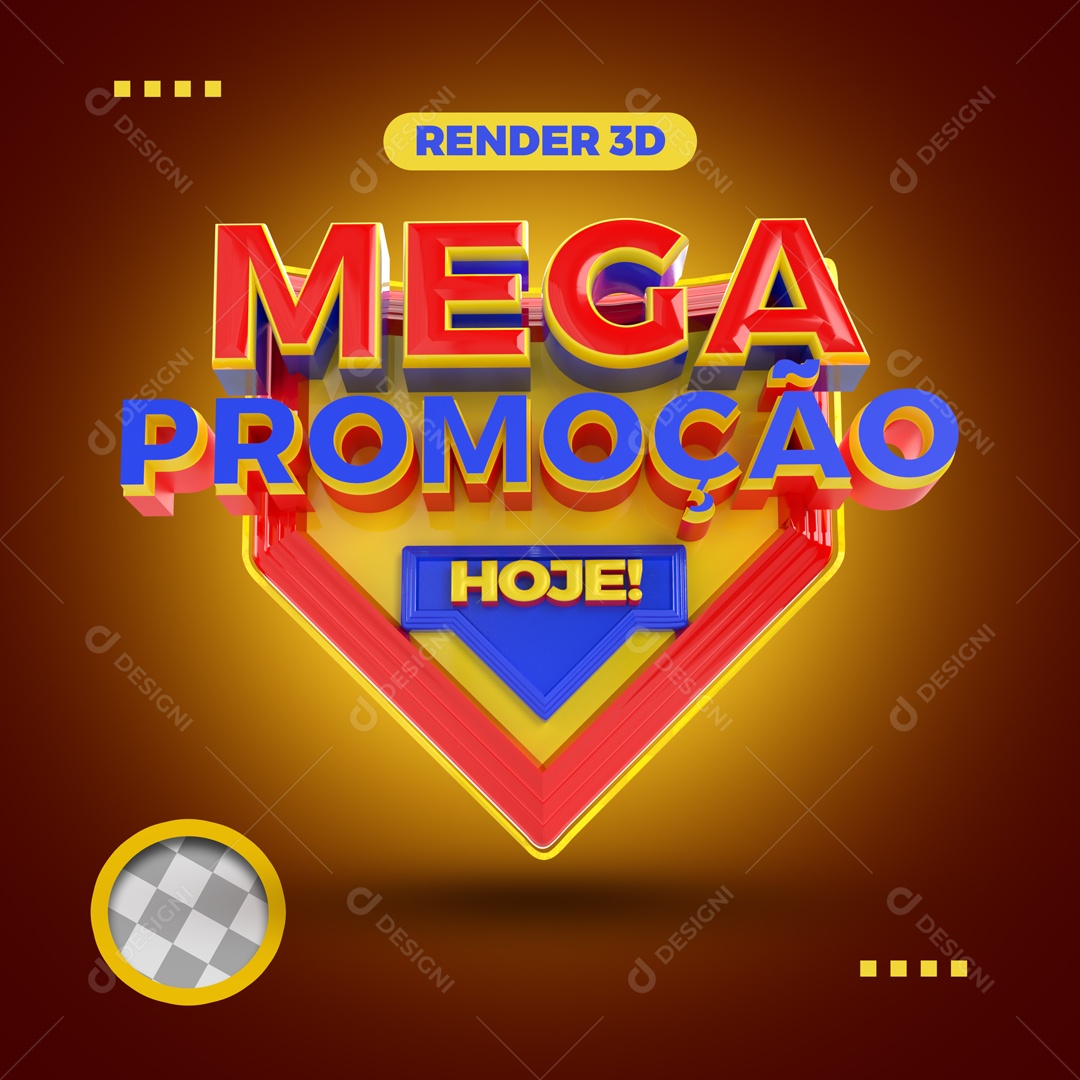 Selo 3D Para Composição Mega Promoção Hoje PSD