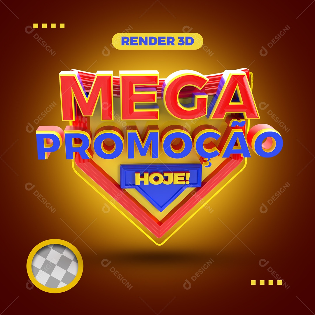 Selo 3D Para Composição Mega Promoção Hoje PSD