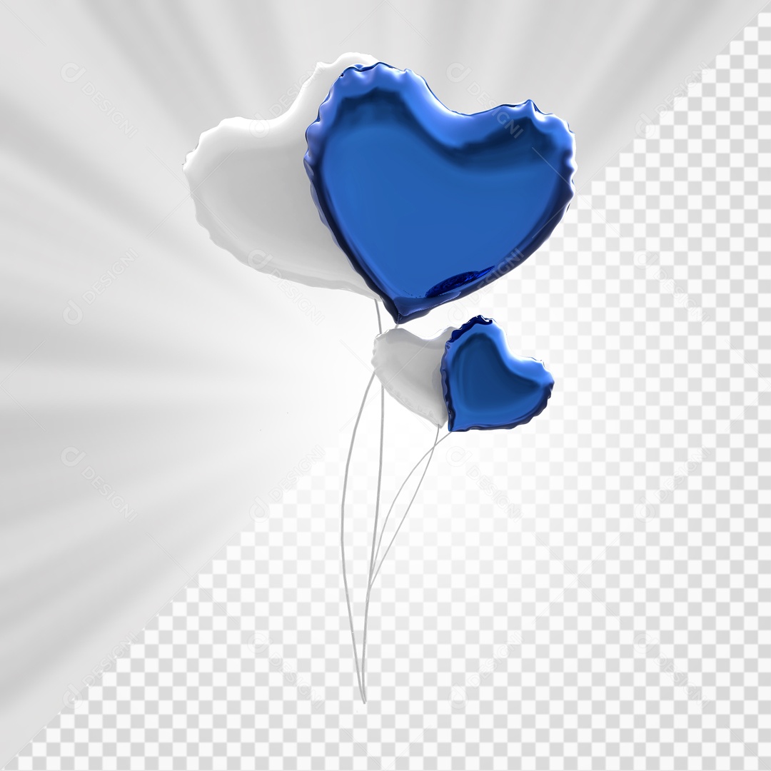 Balão De Coração Elemento 3D PSD