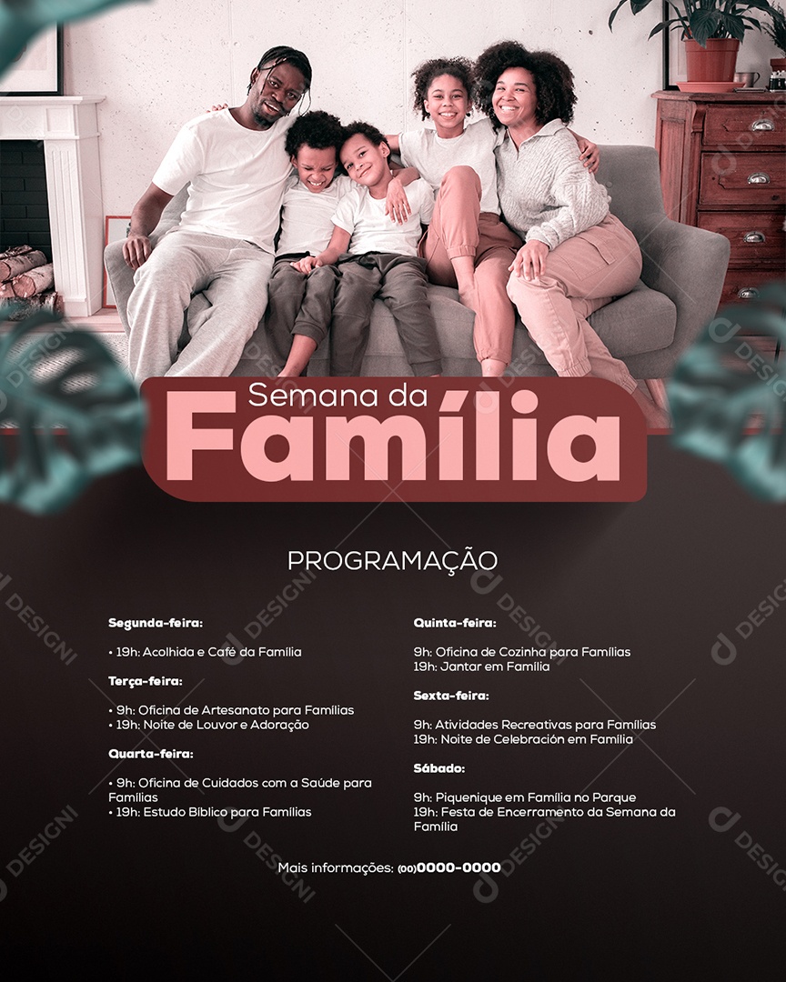 Flyer Gospel Semana da Família Social Media PSD Editável