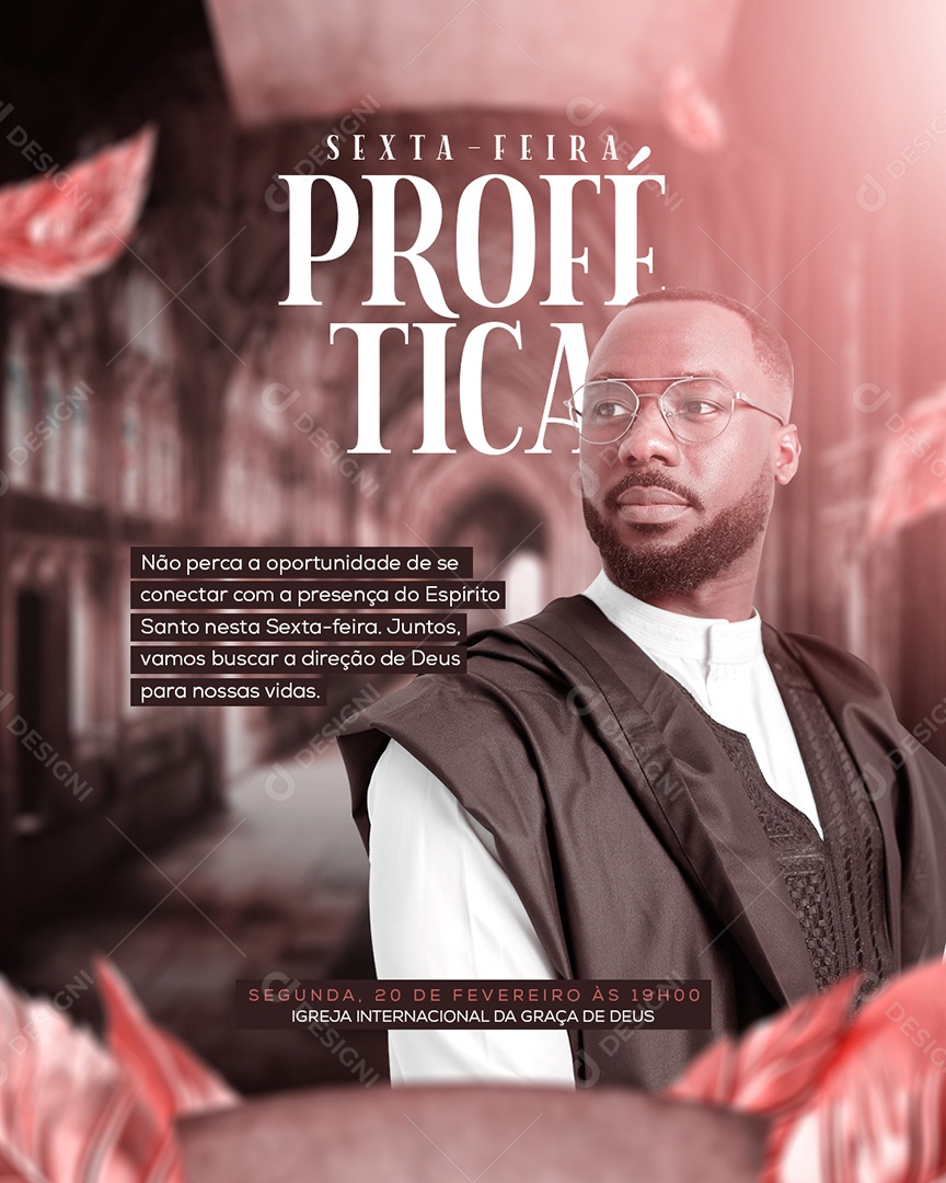 Flyer Gospel Sexta-Feira Profética Social Media PSD Editável
