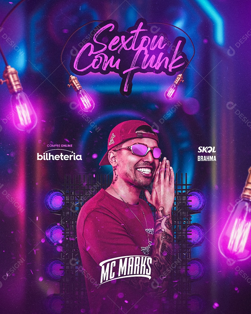 Flyer Sextou Com Funk MC Marks Social Media PSD Editável