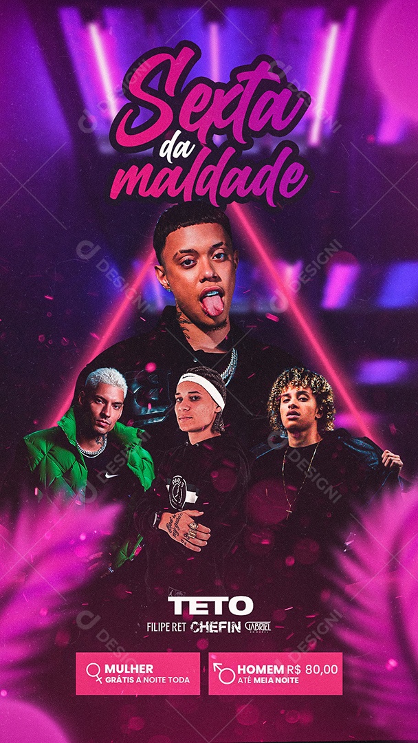 Flyer Sexta da Maldade Teto Felip Ret Chefin e Gabriel do Borel Story Social Media PSD Editável