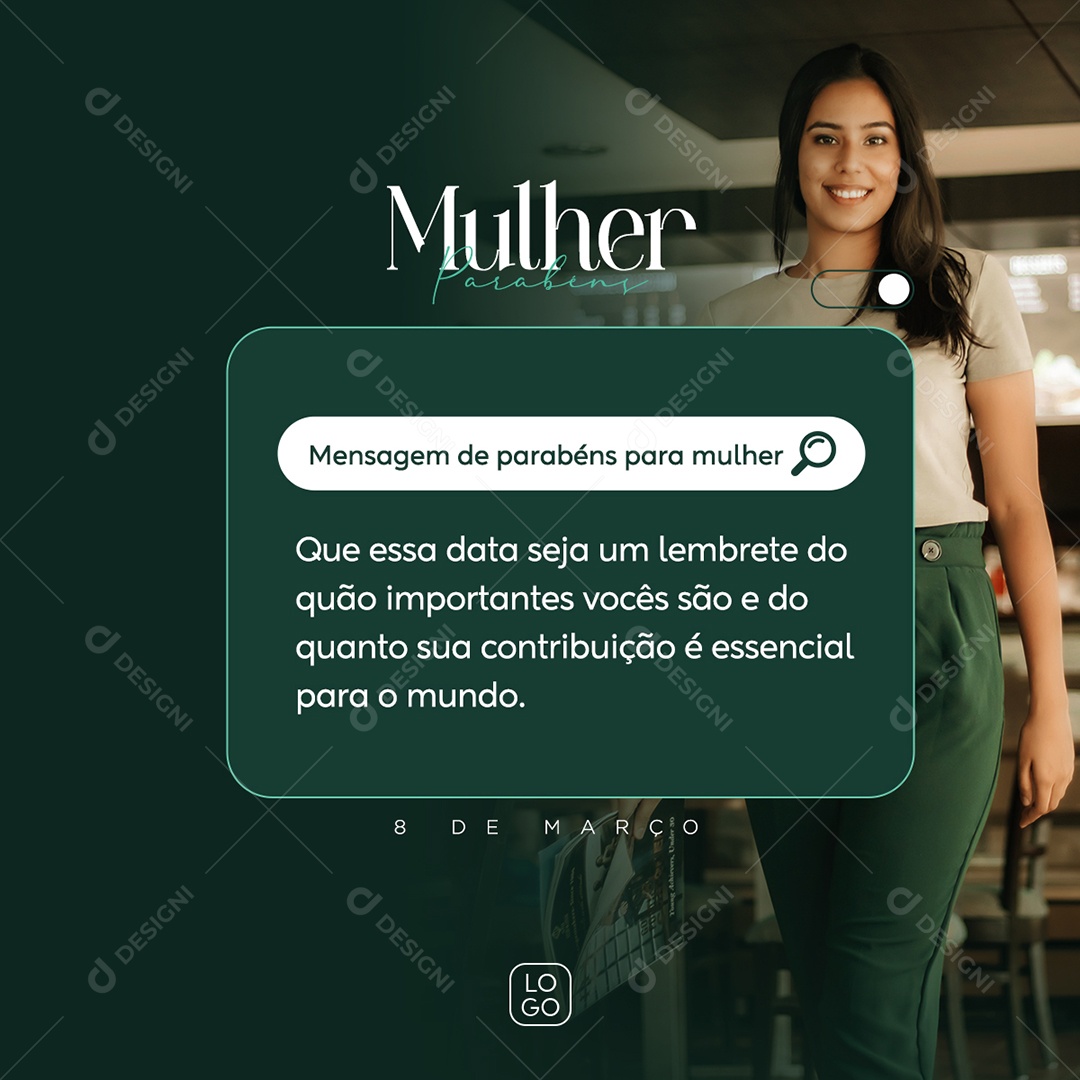 Parabéns Mulher Mensagem Para as Mulheres Social Media PSD Editável