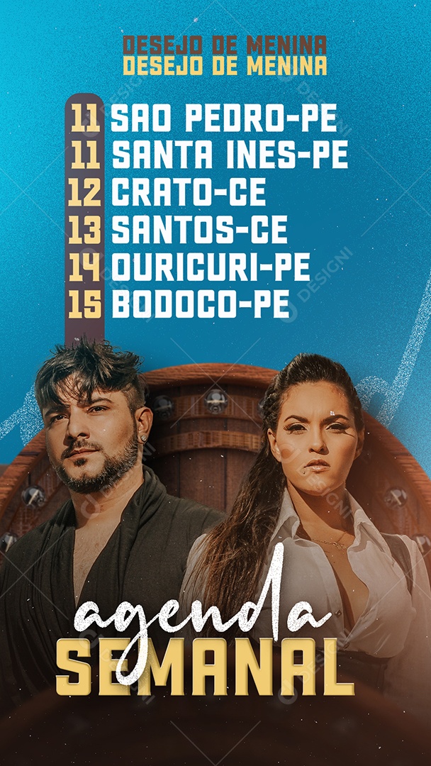 Story Agenda Semanal Desejo de Menina Flyer Social Media PSD Editável