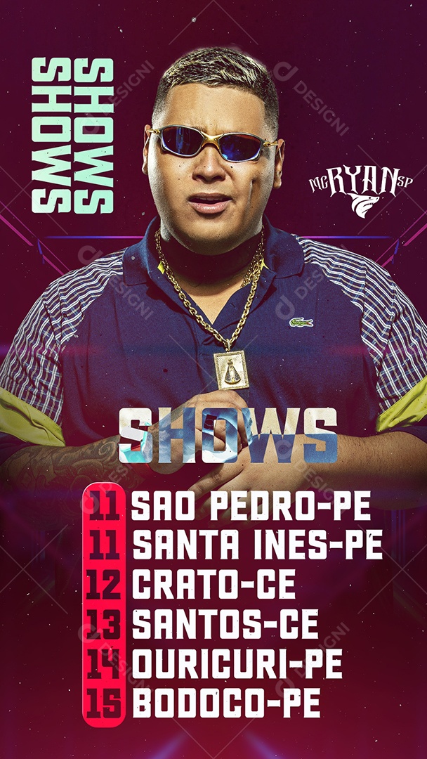 Story Shows Mc Ryan SP Agenda Flyer Social Media PSD Editável