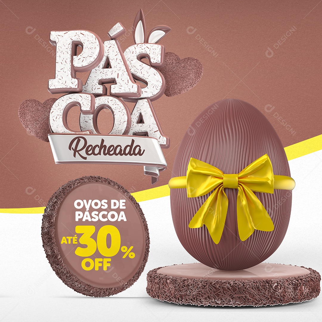 Páscoa Recheada Ovos De Páscoa Até 30% Off Social Media PSD Editável