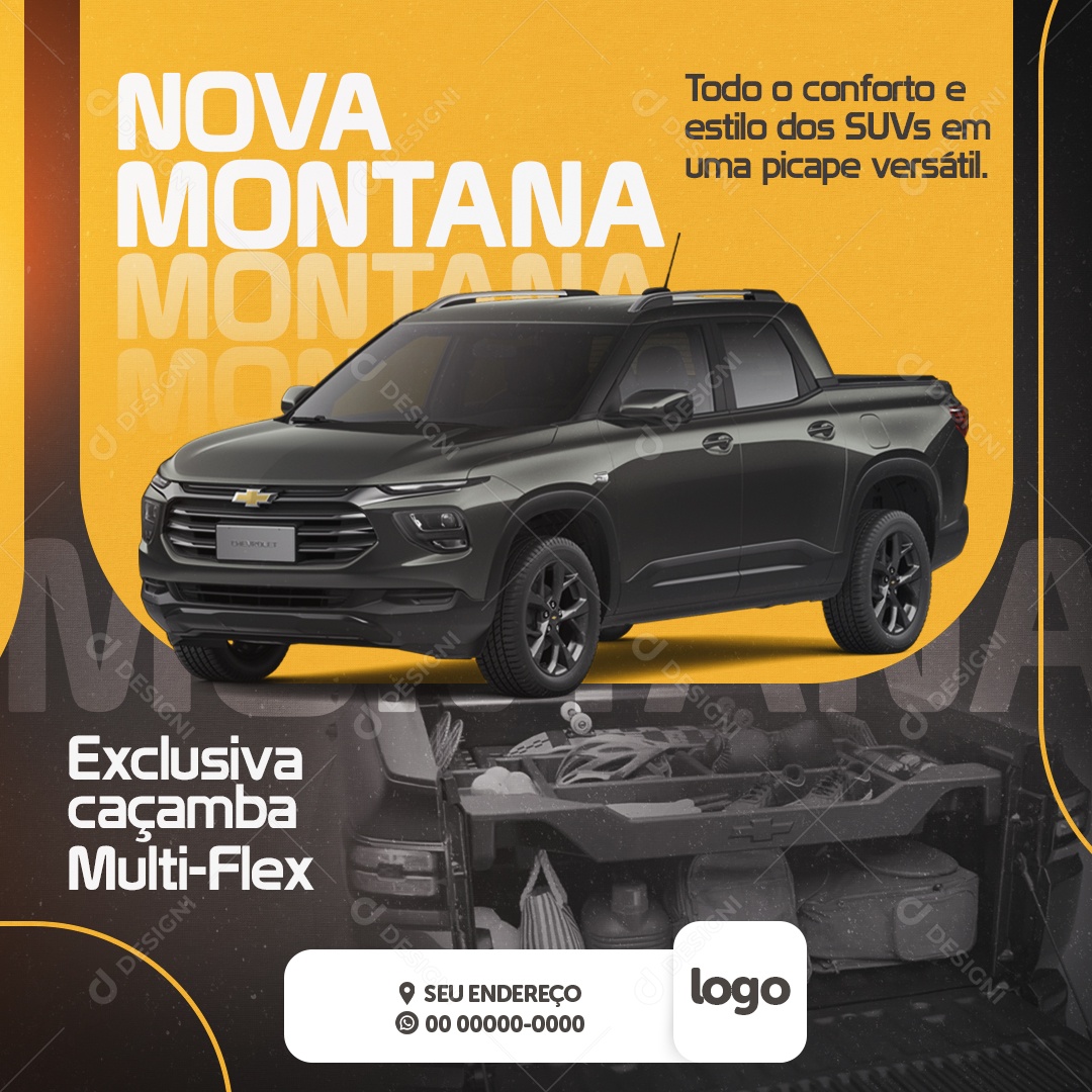 Nova Montana Exclusiva Caçamba Multi-Flex Concessionária Social Media PSD Editável