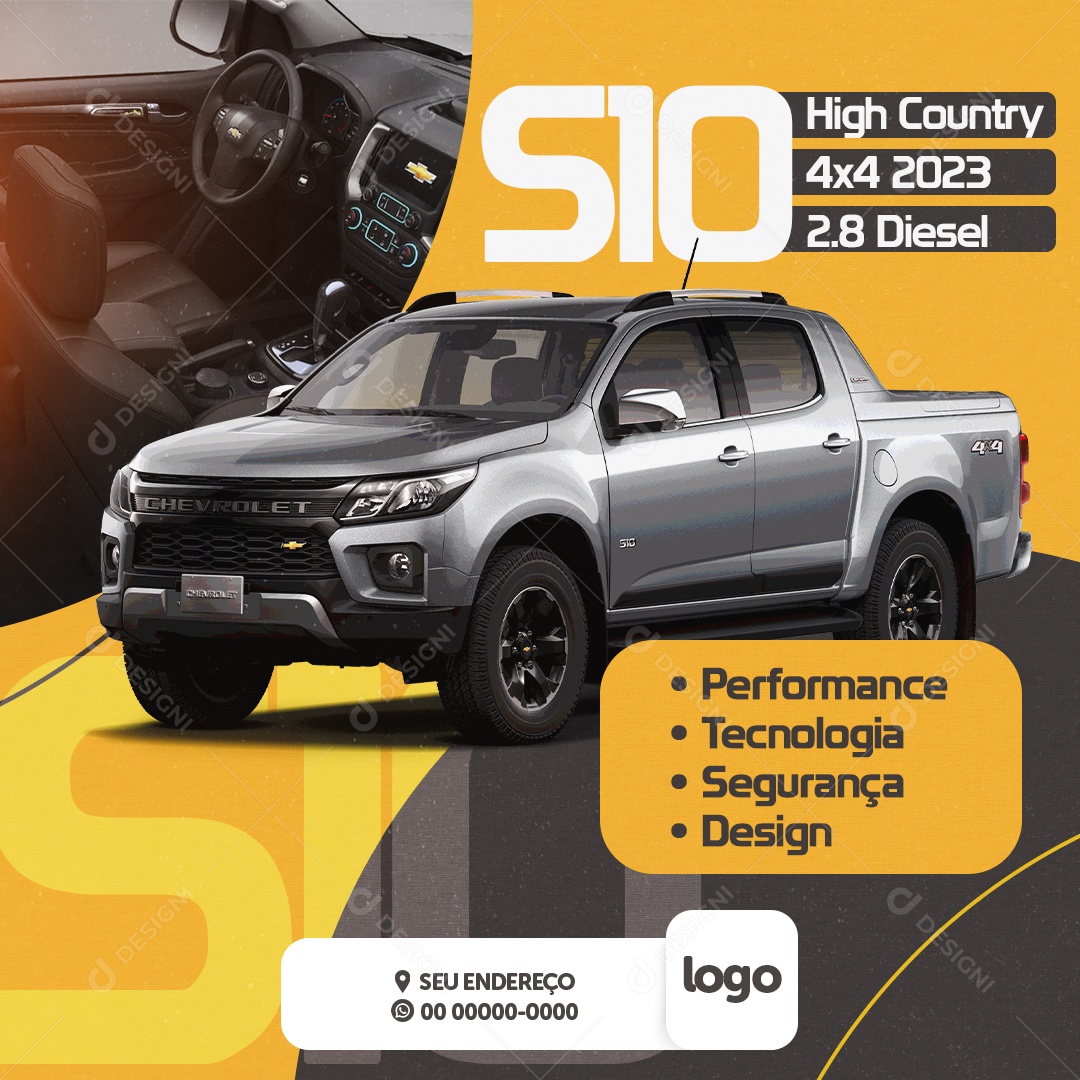High Country S10 4x4 2023 Concessionária Social Media PSD Editável