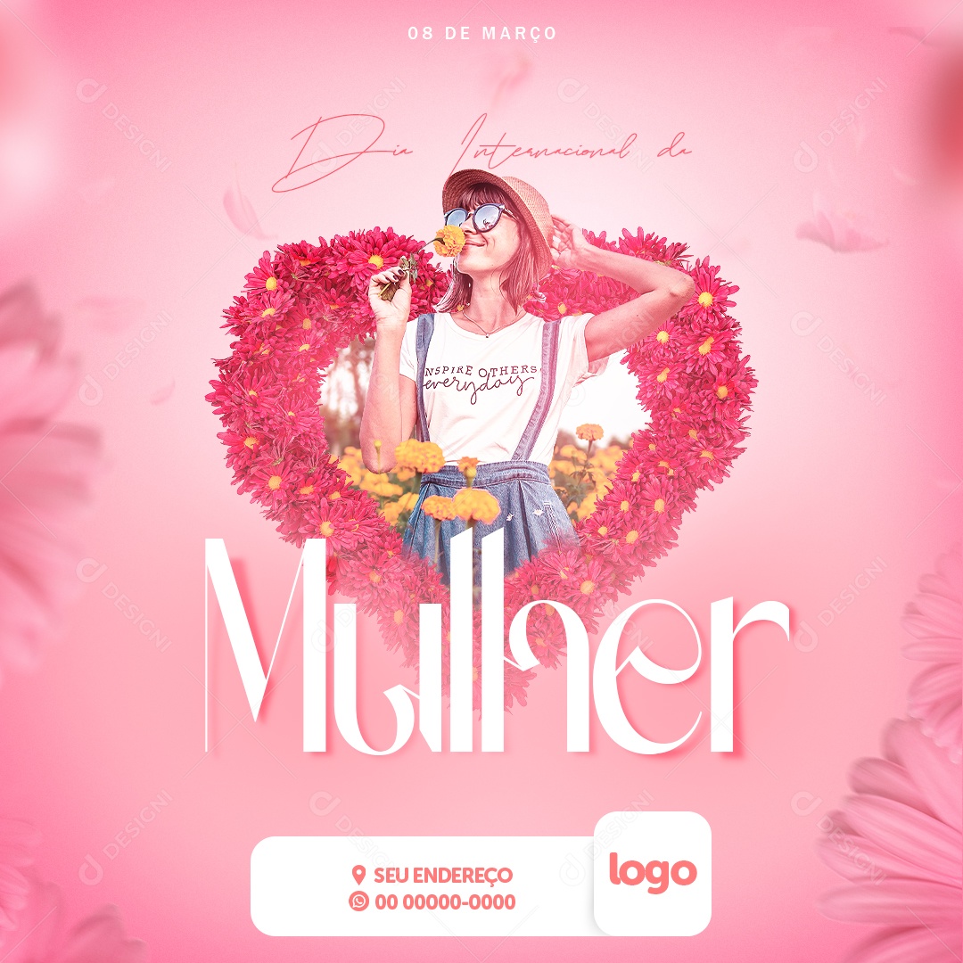 Dia Internacional da Mulher 8 de Março Social Media PSD Editável