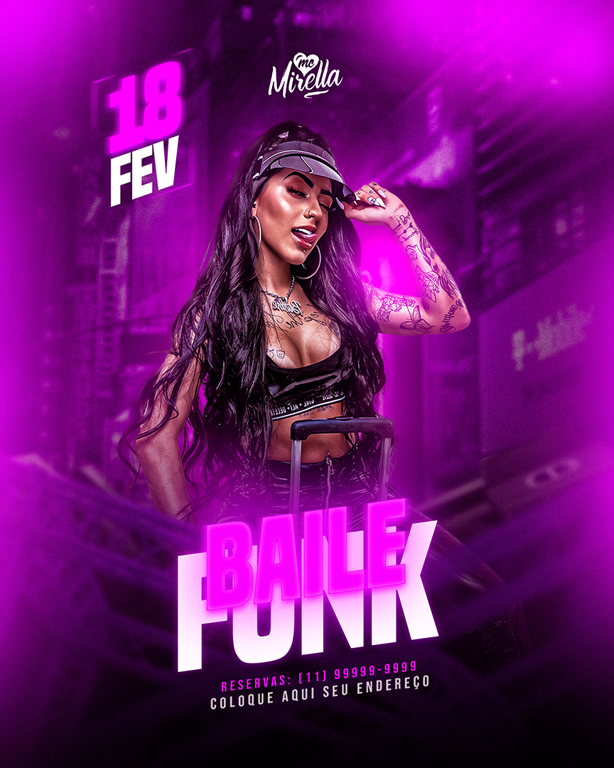 Flyer Baile Funk da Mirella Story Social Media PSD Editável