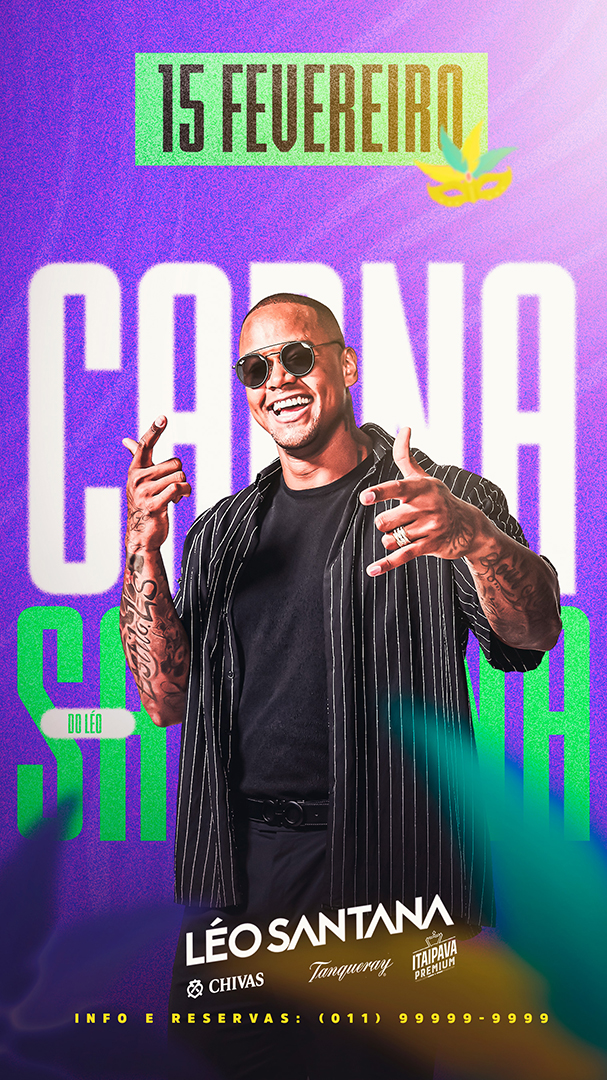 Flyer Carnaval Bloco do Leo Santana Story Social Media PSD Editável