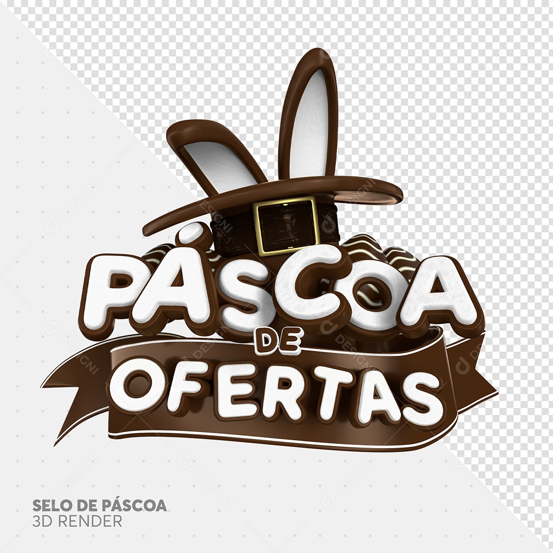 Páscoa De Ofertas Selo 3D Branco De Chocolate Para Composição PSD