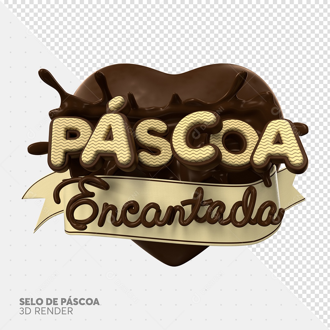 Páscoa Encantada Selo 3D De Chocolate Para Composição PSD