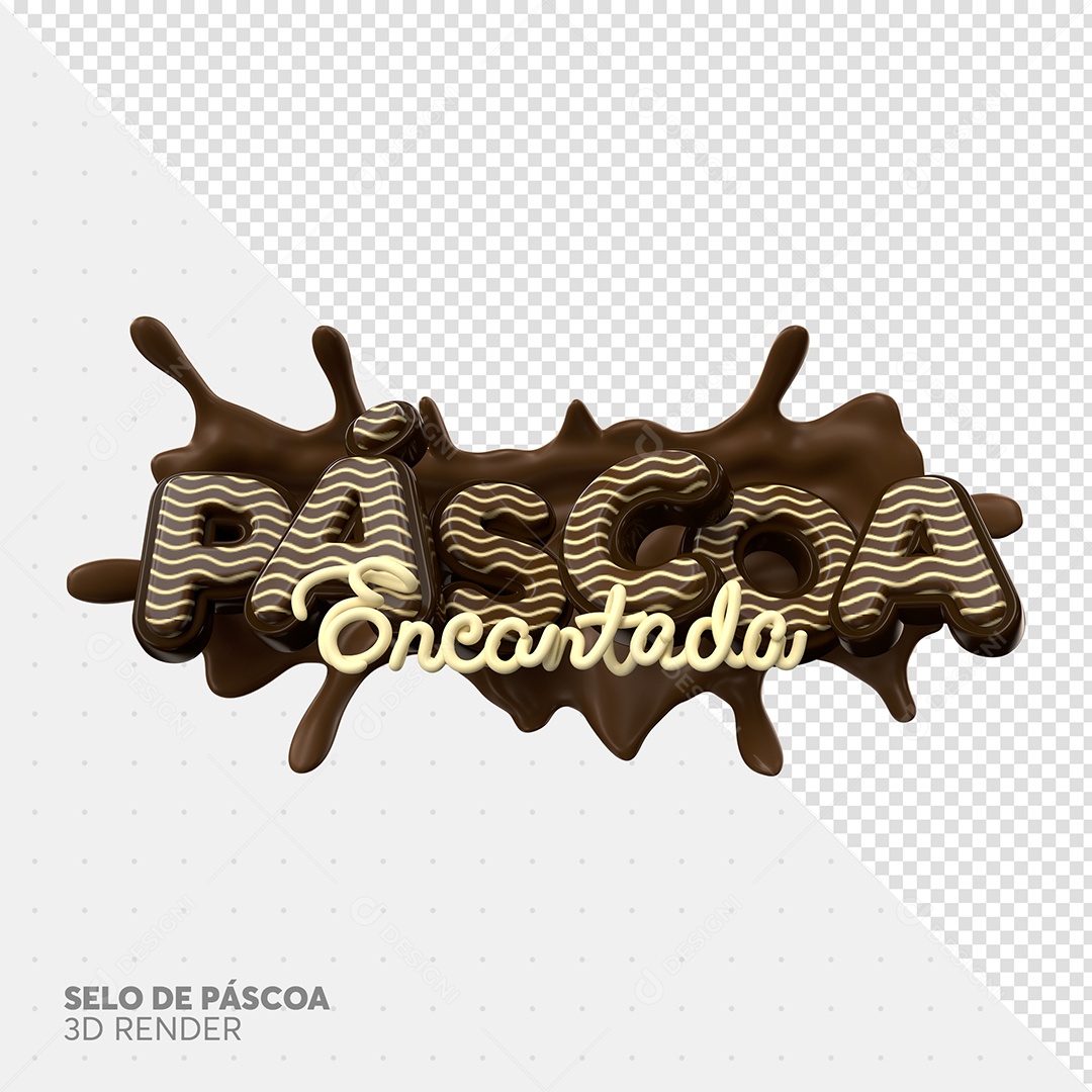 Páscoa Encantada Selo 3D De Chocolate Para Composição PSD