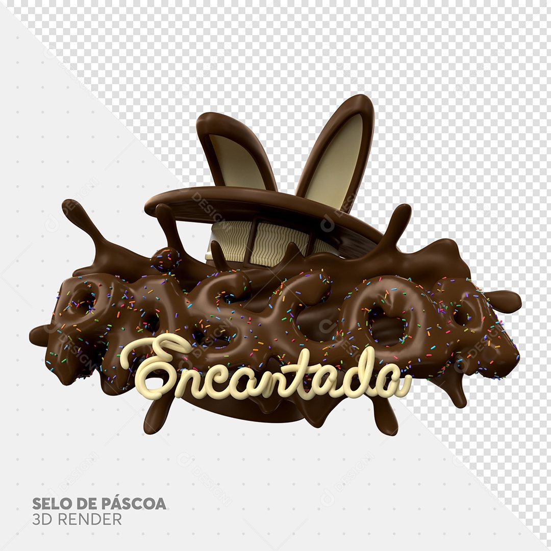 Páscoa Encantada Selo 3D Para Composição PSD