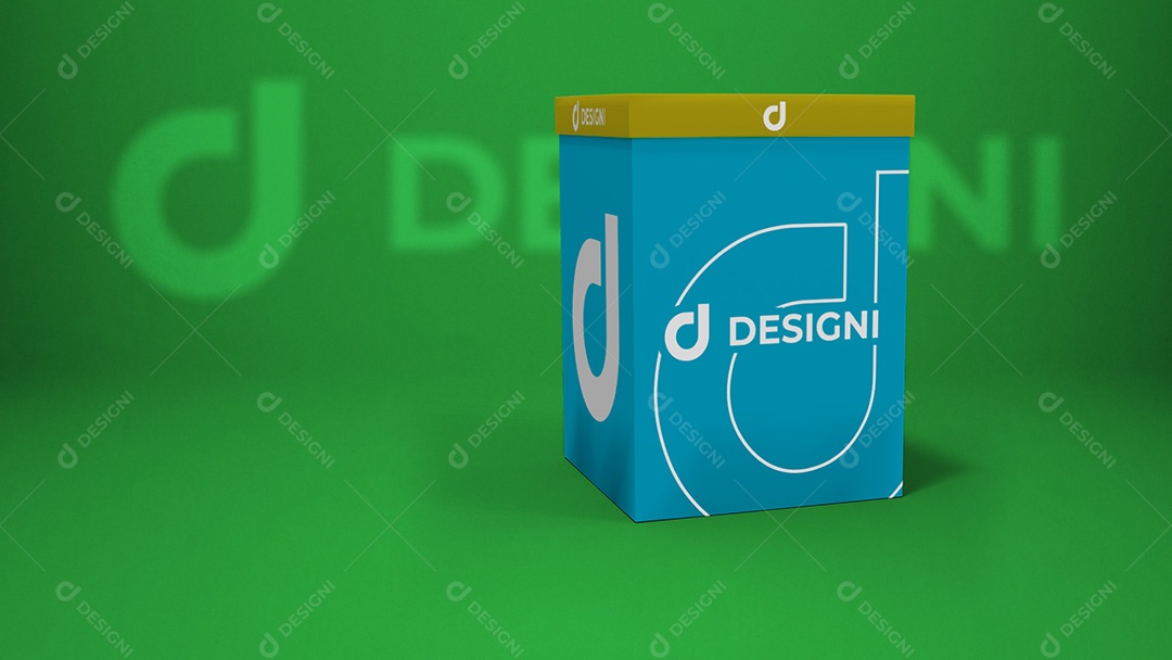 Mockup De Caixa Quadrada Azul Designi PSD Editável