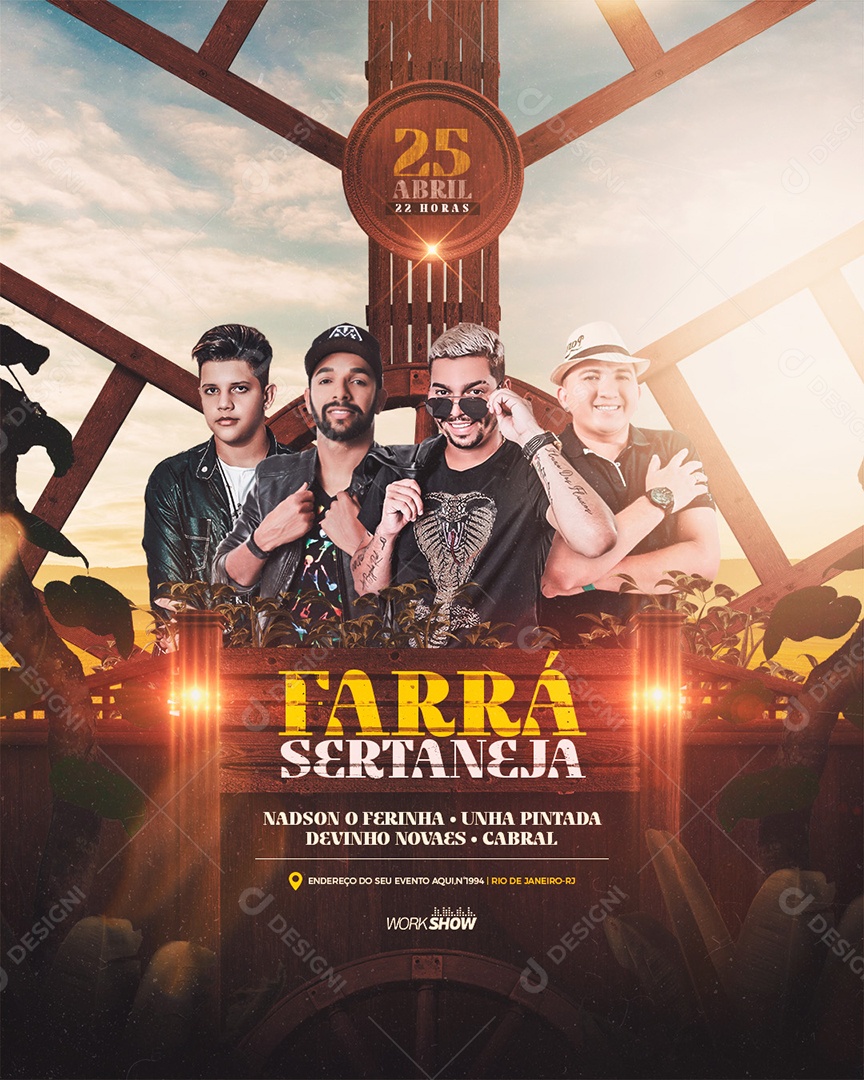 Flyer Farrá Sertaneja Venha Conferir Social Media PSD Editável