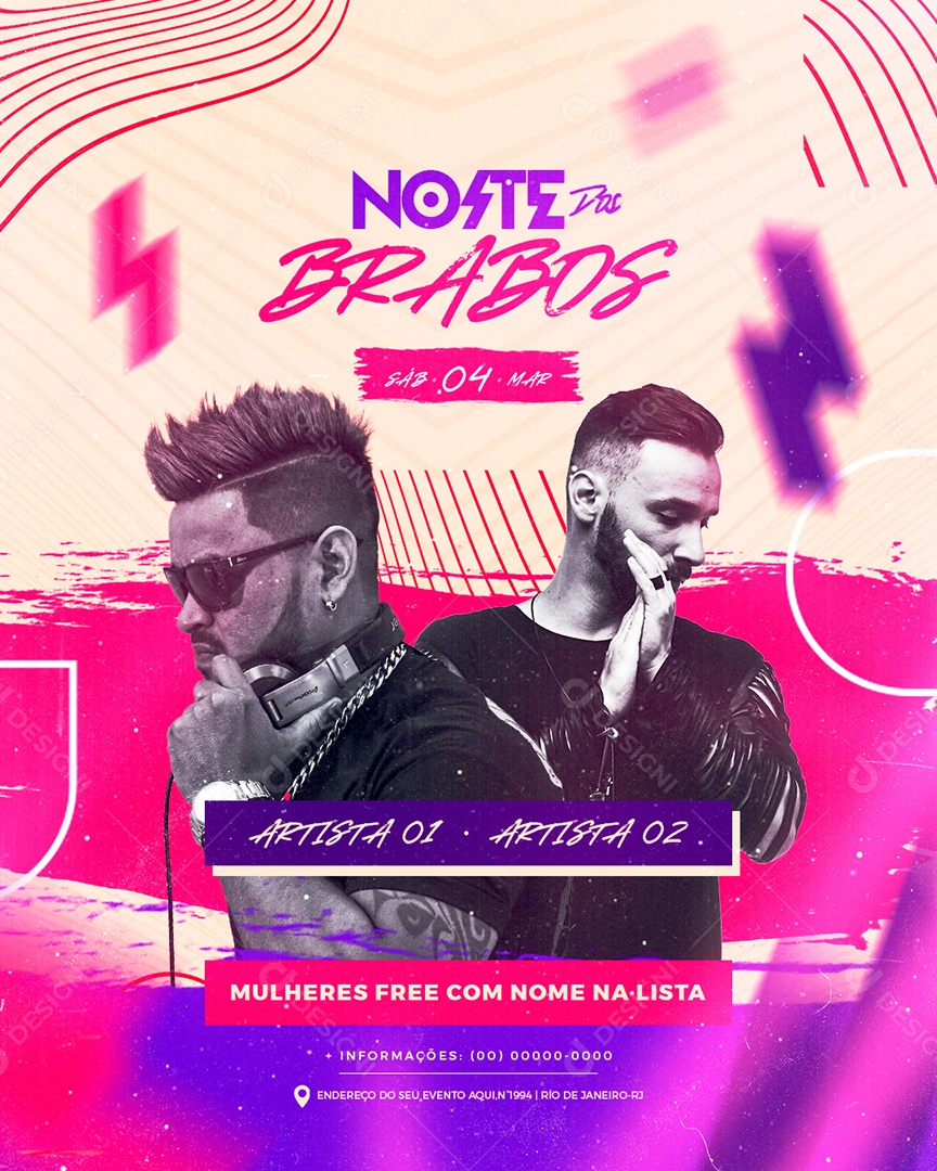 Flyer Noite Dos Brabos Social Media PSD Editável