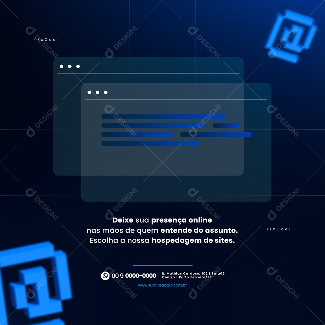 Deixe Sua Presença Online Nas Mãos Hospedagem de Sites Social Media PSD Editável
