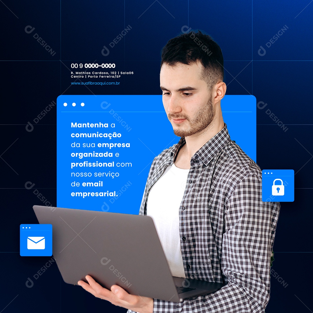 Mantenha a Comunicação Da Sua Empresa Hospedagem de Sites Social Media PSD Editável