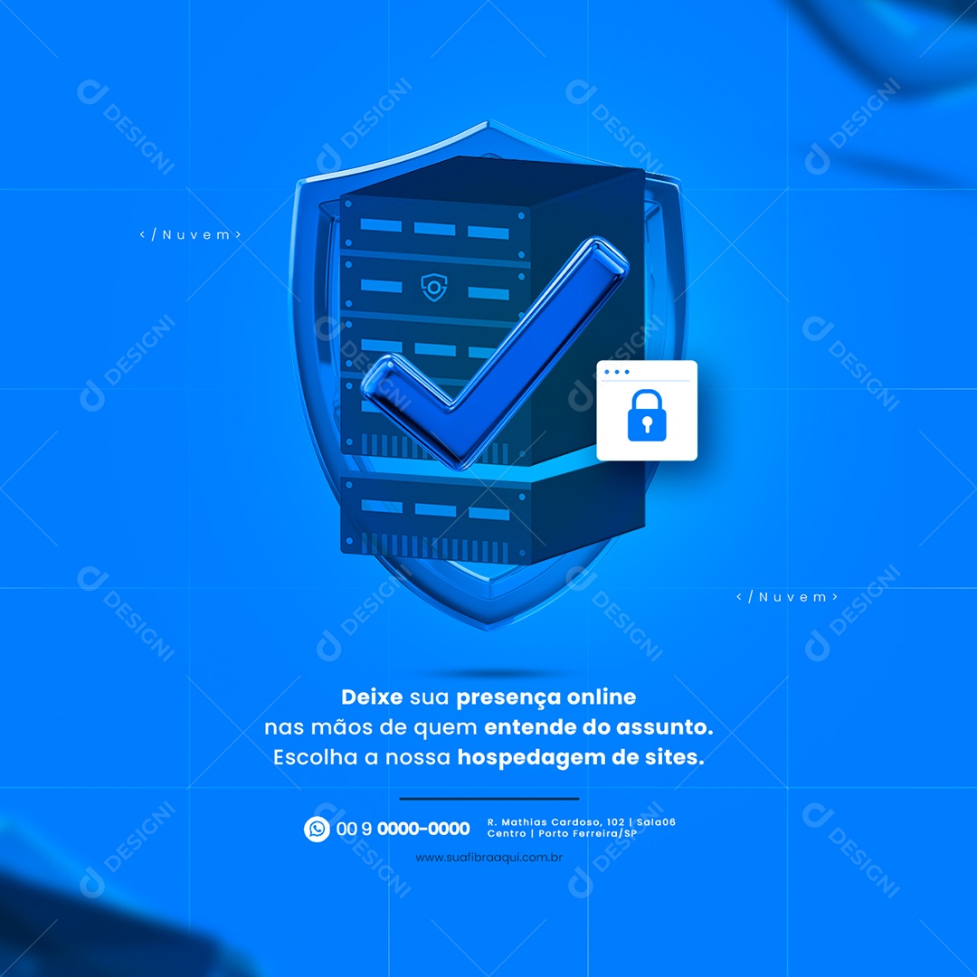 Deixe Sua Presença Online Hospedagem de Sites Social Media PSD Editável