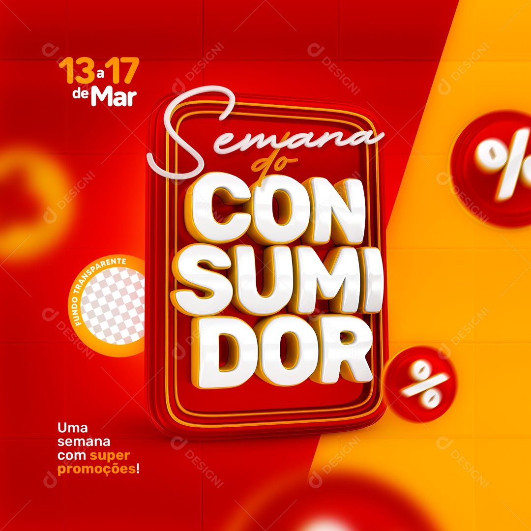 Selo 3D Para Composição Semana do Consumidor PSD