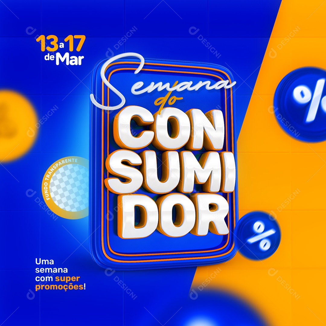 Selo 3D Para Composição Semana do Consumidor PSD
