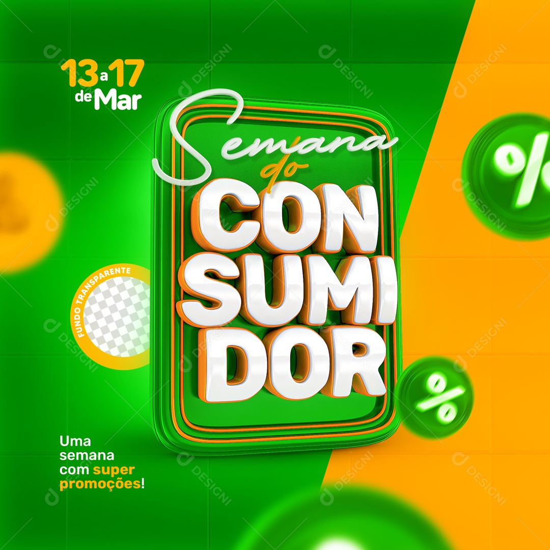 Selo 3D Para Composição Semana do Consumidor PSD