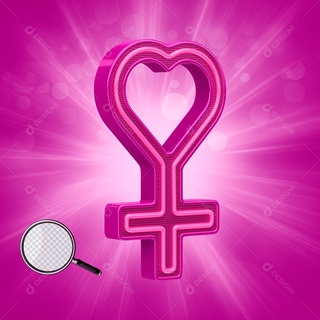 Elemento 3D Para Composição Símbolo Feminino Dia Internacional da Mulher PSD
