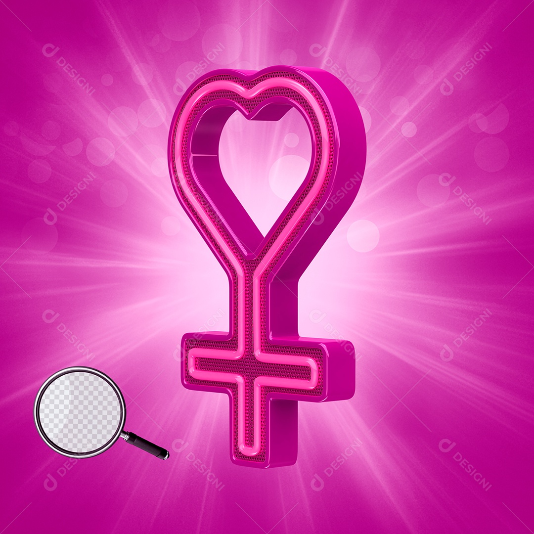 Elemento 3D Para Composição Símbolo Feminino Dia Internacional da Mulher PSD