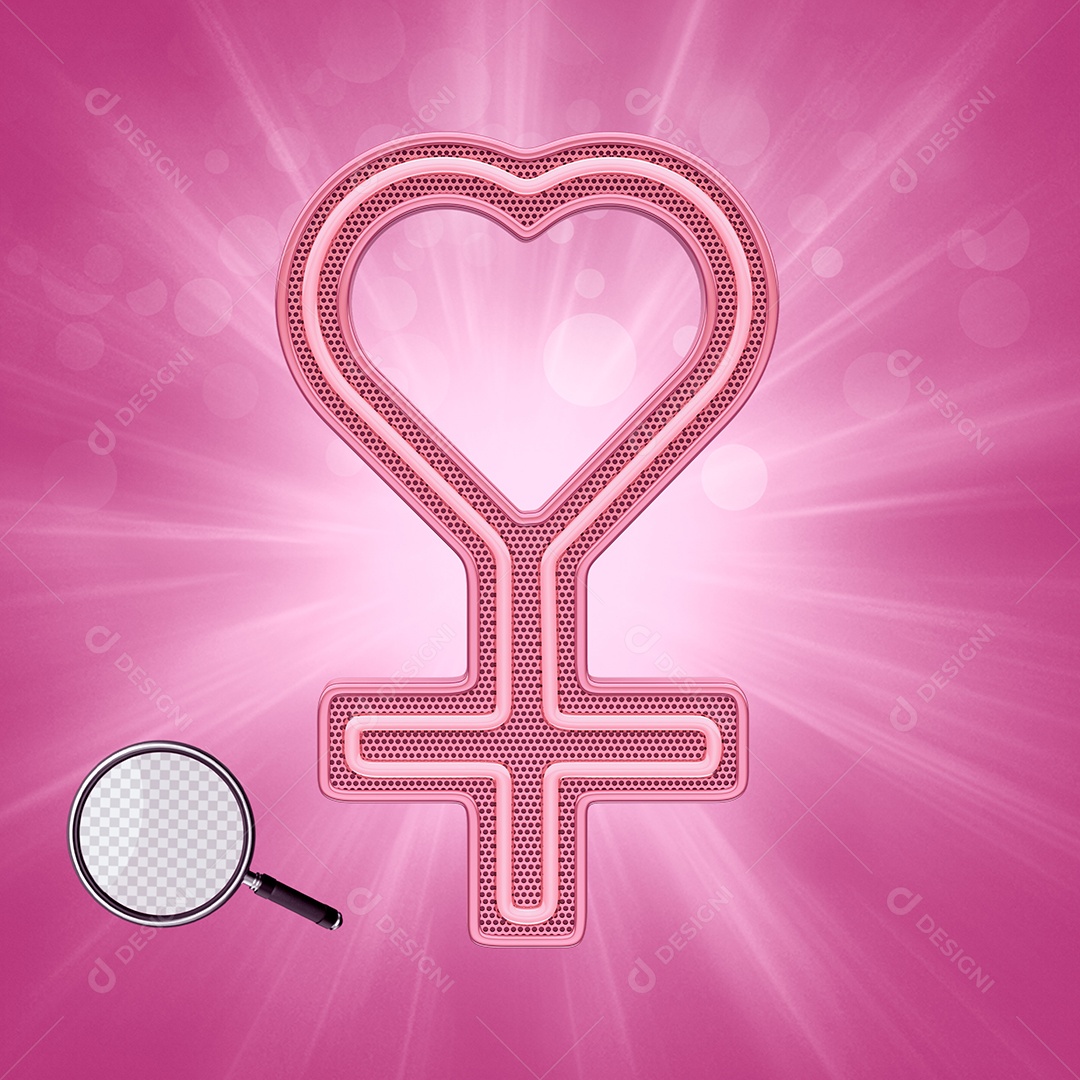 Elemento 3D Para Composição Símbolo Feminino Dia Internacional da Mulher PSD