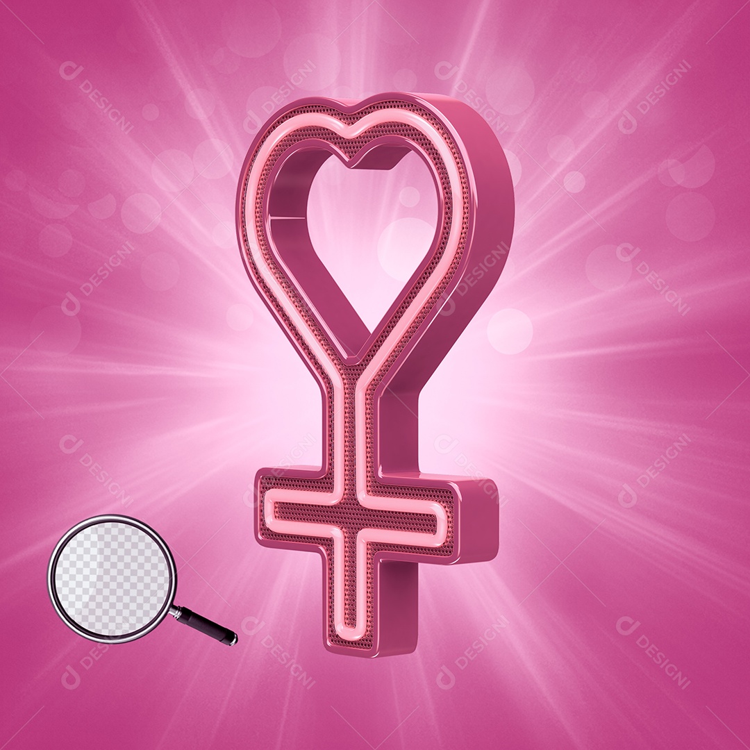 Elemento 3D Para Composição Símbolo Feminino Dia Internacional da Mulher PSD